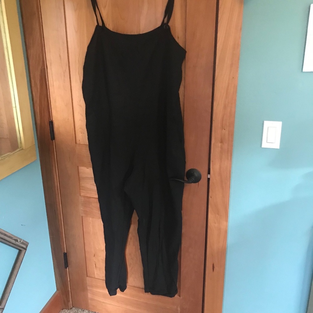 Black old navy overalls large linen like blend